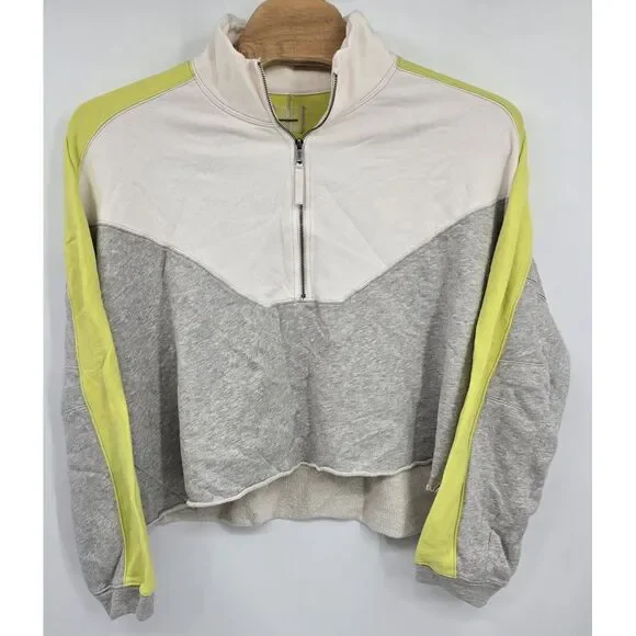 Free People Sweatshirt Womens XL Split‎ Second Pullover Half Zip Funnel Neck OS - Picture 2 of 9
